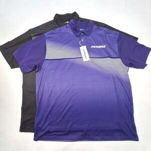 Penske Polo Shirt Mens XL Purple Black Striped Performance Vansport Lot of 2 NWT
